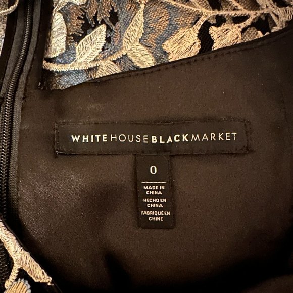 White House Black Market Black and Blue Lace Floral Sheath Dress, Size 0 - Picture 4 of 5